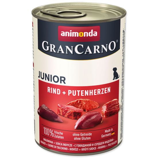 Animonda Konzerva Gran Carno Junior hovězí + krůtí srdce 400 g