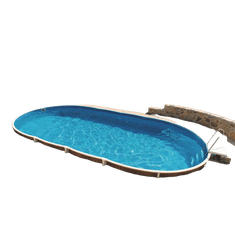 AZURO Prostostoječi bazen WOOD VARIO OVAL (404 DL) 7.3 x 3.7 x 1.2 m, iz pločevine z dodatno opremo