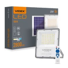 VIDEX Solarni LED reflektor 56xLED 100W 2800lm 5000K IP65 s senzorjem mraka in daljinskim upravljalnikom