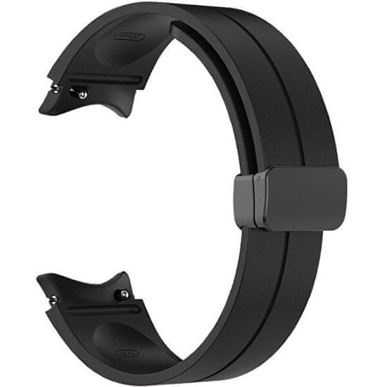 4wrist Silikonski pašček s črno zaponko za Samsung Galaxy Watch 6/5/4 - črn