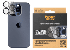 PanzerGlass Picture Perfect zaščitno steklo za kamero za iPhone 15 Pro/Pro Max, kaljeno, črno