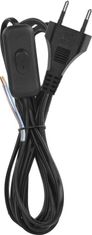 Emos S09272 priključni kabel s stikalom, PVC, 2x0,75 mm, 2 m, črn