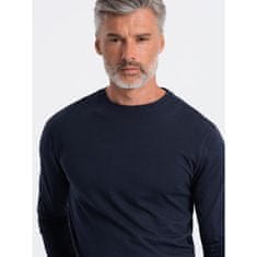 OMBRE Moška majica z dolgimi rokavi brez potiska V2 OM-LSBL-0106 temno modra MDN124055 S