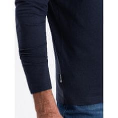 OMBRE Moška majica z dolgimi rokavi brez potiska V2 OM-LSBL-0106 temno modra MDN124055 S