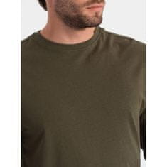 OMBRE Moška majica z dolgimi rokavi brez potiska temno olivna V7 OM-LSBL-0106 zelena MDN124060 M