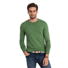 OMBRE Moški pulover z okroglim vratom V13 OM-SWBS-0106 zelen MDN124127 XL