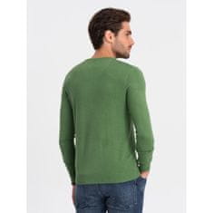 OMBRE Moški pulover z okroglim vratom V13 OM-SWBS-0106 zelen MDN124127 XL