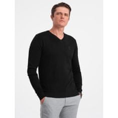OMBRE Moški pulover z V-izrezom V1 OM-SWBS-0107 black MDN124131 S