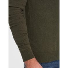 OMBRE Moški pulover z V-izrezom V5 OM-SWSW-0102 dark olive MDN124225 XL