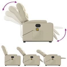 Vidaxl Električni masažni stol s funkcijo vstajanja krem umetno usnje
