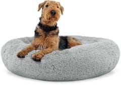 Ljubki dom Plišasta pasja postelja 80 cm svetlo siva