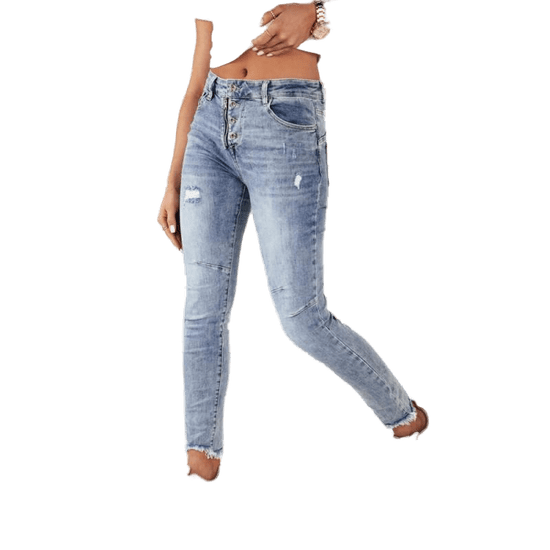 Dstreet Ženske hlače iz džinsa GINA modre barve uy1860