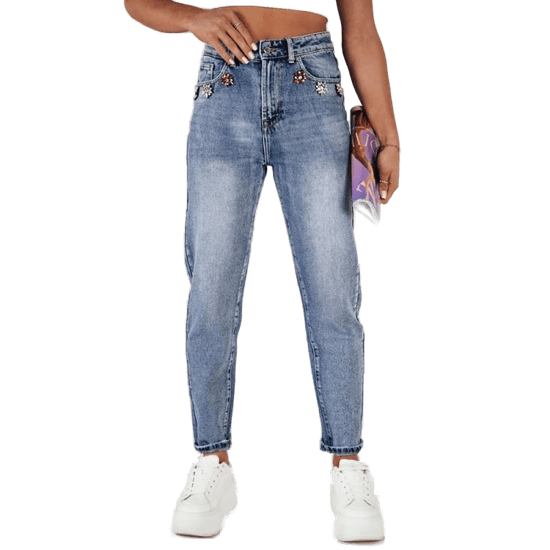 Dstreet Ženske hlače iz džinsa MOM modre barve uy1882