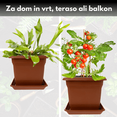 Sustania 3 kvadratni cvetlični lonci terakota barve, 28x28 - Popolni za gojenje paradižnika, za vaš balkon