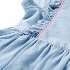 Vidaxl Otroška obleka z volančki nežno modra 104