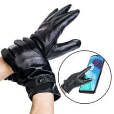 Rovicky Izolirane moške rokavice iz naravnega usnja z nastavitvijo - M