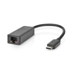 Nedis Omrežni adapter USB | USB 3.2 Gen 1 | 2,5 Gbps | USB-C moški | RJ45 ženski | 0,2 m | Okrogla | Pozlačeno | Pokositreni baker | Črna | ovojnica 