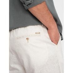 OMBRE Moške kratke hlače s platnom krem barve MDN125704 XL
