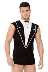 SoftLine Moški erotičen kostim 4604, črno-bela, XL