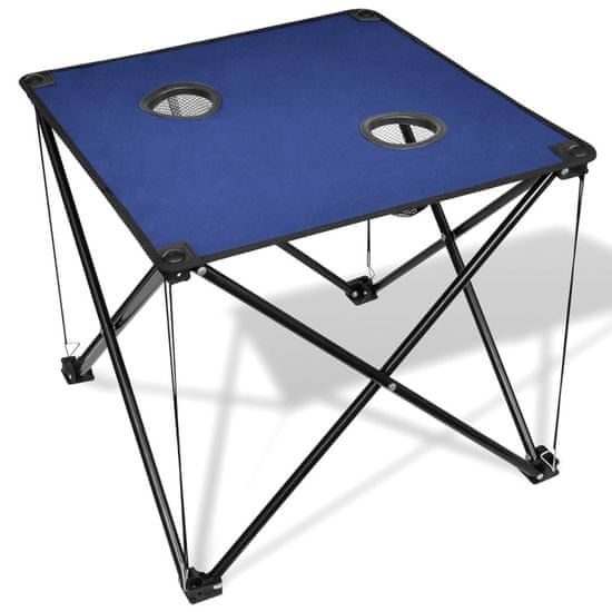 Vidaxl Zložljiva mizica za kampiranje modre barve
