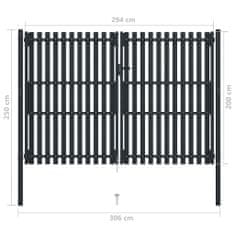 Vidaxl Dvojna vrata za ograjo iz jekla 306x250 cm antracitna