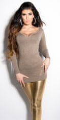 Amiatex Ženski pulover 77543, svetlo rjava, UNIVERZáLNí