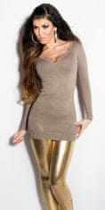 Amiatex Ženski pulover 77543, svetlo rjava, UNIVERZáLNí