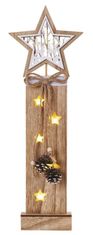 Emos LED lesena dekoracija - Zvezde, 48 cm, 2x AA, notranja, toplo bela, s časovnikom