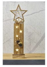 Emos LED lesena dekoracija - Zvezde, 48 cm, 2x AA, notranja, toplo bela, s časovnikom