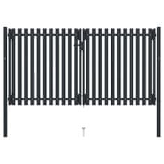 Vidaxl Dvojna vrata za ograjo iz jekla 306x220 cm antracitna