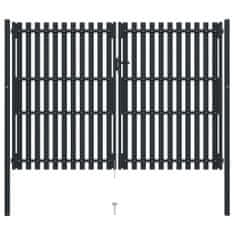 Vidaxl Dvojna vrata za ograjo iz jekla 306x250 cm antracitna