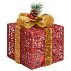 shumee Dekorativna božična darila 3 kosi rdeča zunanja / notranja