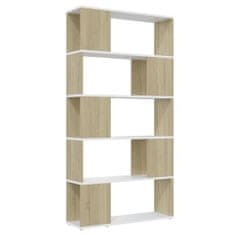 Greatstore Knjižna omara za razdelitev prostora bela in hrast 80x24x155 cm