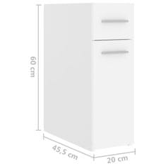 Vidaxl Lekarniška omara bela 20x45,5x60 cm iverna plošča