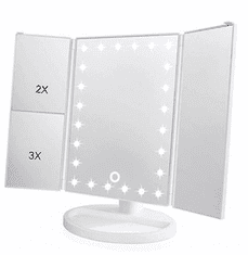 Zaparevrov Tridelno ogledalo z osvetlitvijo LED Dot, belo
