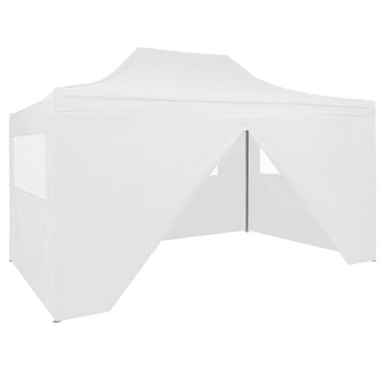 Greatstore Zložljiv vrtni šotor s 4 stranicami 3x4,5 m bel