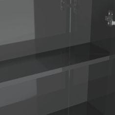 Vidaxl Kopalniška omarica z ogledalom 60x15x75 cm MDF sijoče siva