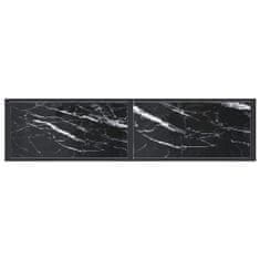 Greatstore Konzolna mizica črni marmor 140x35x75,5 cm kaljeno steklo