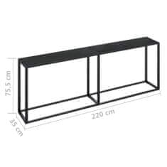 Greatstore Konzolna mizica črna 220x35x75,5 cm kaljeno steklo