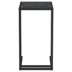 Vidaxl Računalniška stranska mizica črn marmor 50x35x65 cm steklo