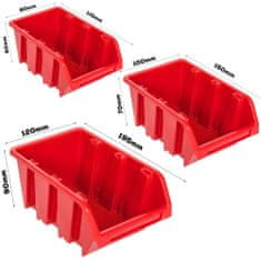 Viseča plošča za orodje 173 x 78 cm XL z 56 kos Škatla stenskih Rdeča škatle plastika