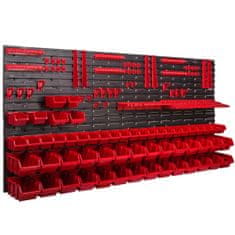 Viseča plošča za orodje 173 x 78 cm XL z 56 kos Škatla stenskih Rdeča škatle plastika