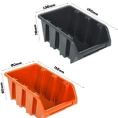 botle Viseča plošča za orodje 58 x 39 cm z 32 kos Škatla stenskih Oranžna in Črna škatle plastika
