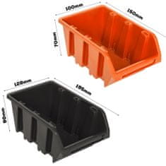 botle Stenska plošča za orodje 58 x 39 cm z 22 kos Škatla viseče Oranžna in Črna škatle plastika