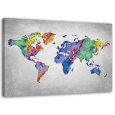 shumee Slika na platnu, Barvni zemljevid sveta - 60x40