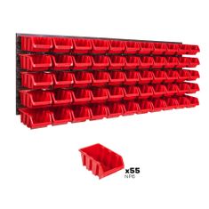 botle Viseča plošča za orodje 115 x 39 cm z 55 kos Škatla stenskih Rdeča škatle Sistem za shranjevanje