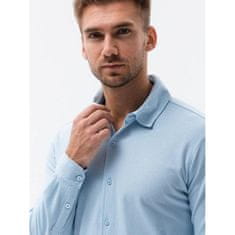 OMBRE Moška majica z dolgimi rokavi ABELL modra MDN15028 S