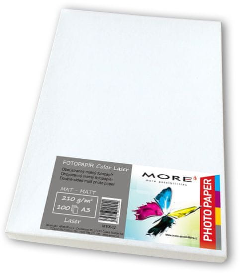 Matiran bel fotografski papir, združljiv z A3; 210 g/m2; združljiv z laser.tis; 100 kosov