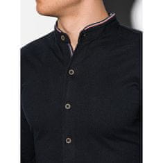 OMBRE Moška majica z dolgimi rokavi ELLIOT črna MDN15019 XXL