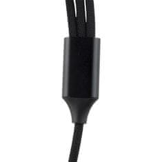 Northix 3 v 1 Micro-USB, Type-C, Lightning na USB 1,2 m - črn 